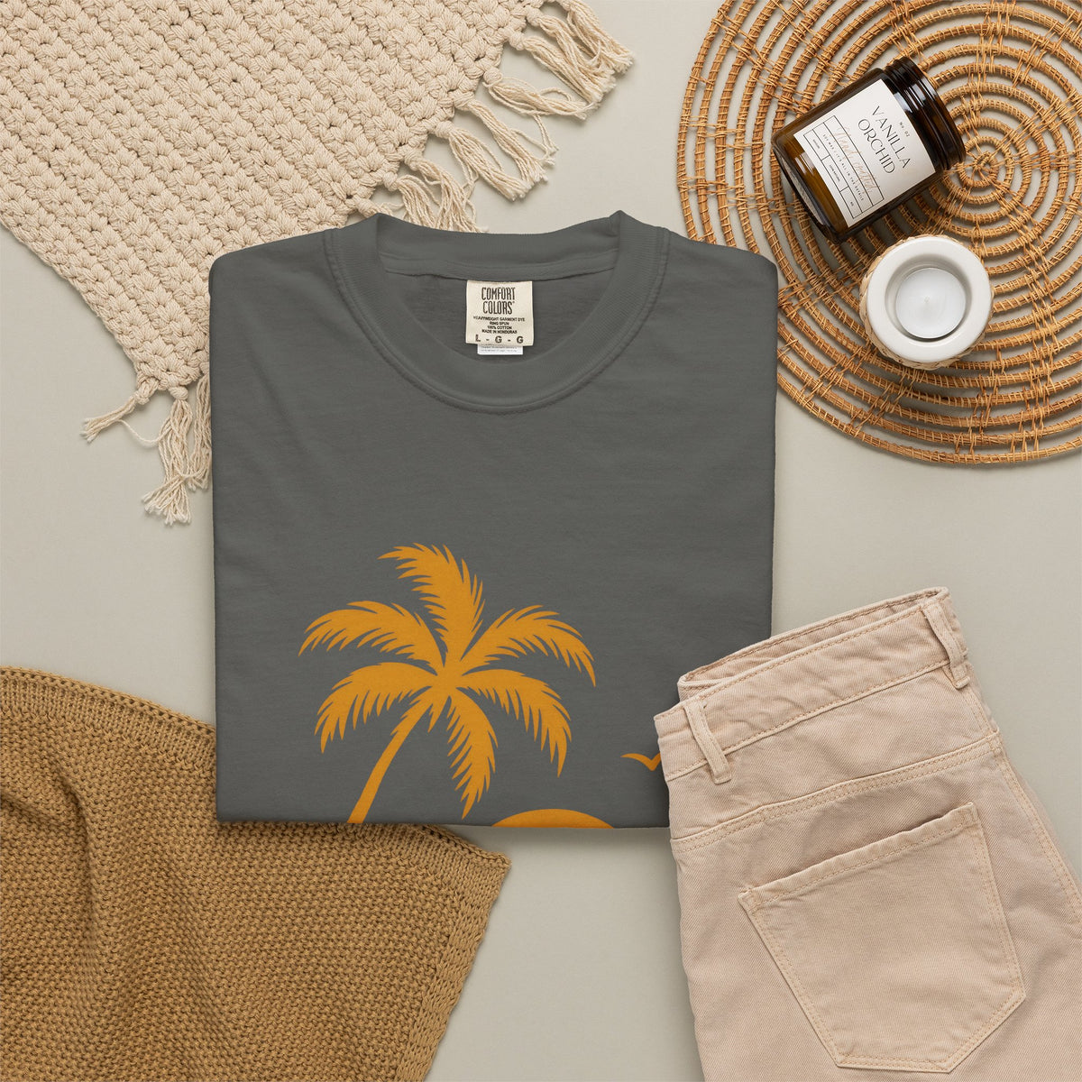 Golden Hour Palm Shirt | Minimal Sunset Wave Lines Tee | Comfort Colors T-Shirt