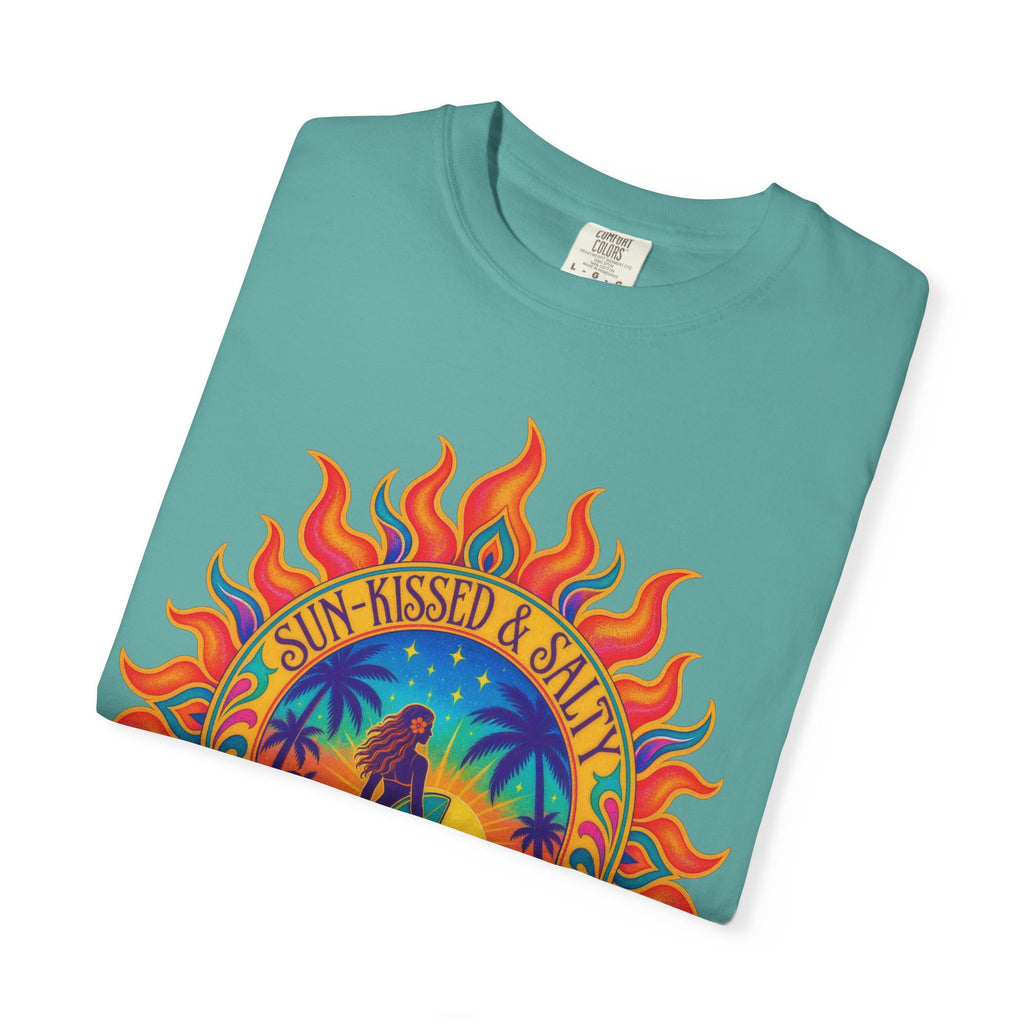 Sun-Kissed & Salty Tee | Sun Mandala Surf Girl Shirt | Boho Beach T-Shirt | Comfort Colors