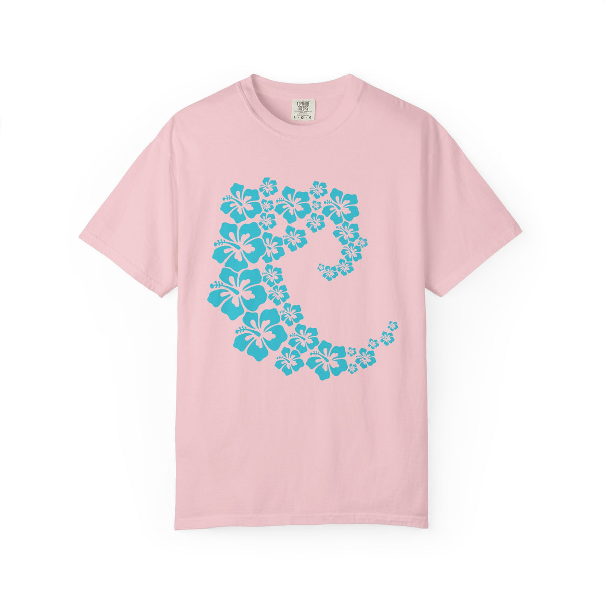 Hibiscus Wave Tee | Teal Flower Wave Shirt | Tropical Hawaiian Hibiscus T-Shirt | Comfort Colors