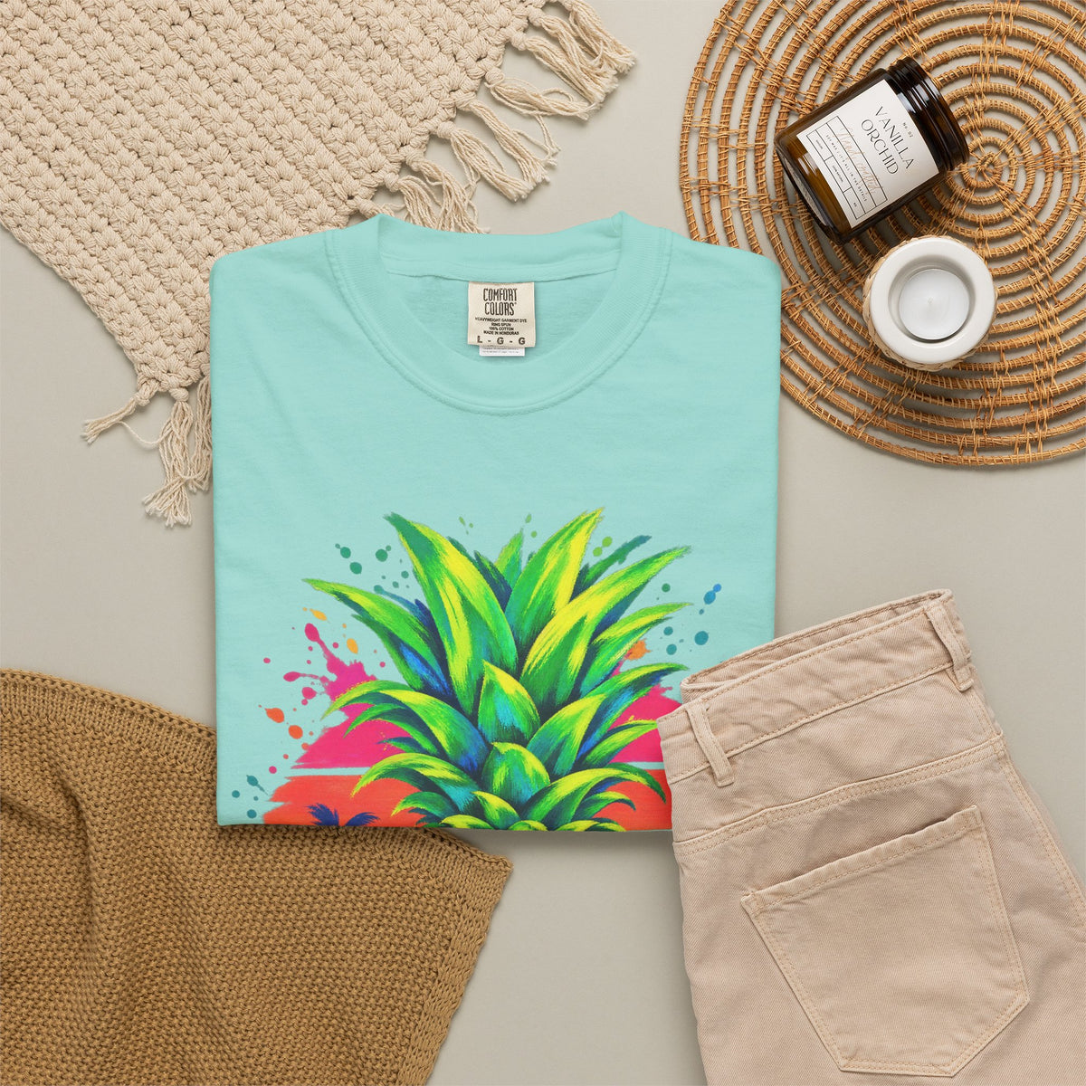 Neon Leopard Pineapple Shirt | Tropical Pineapple Sunset Tee | Comfort Colors T-Shirt