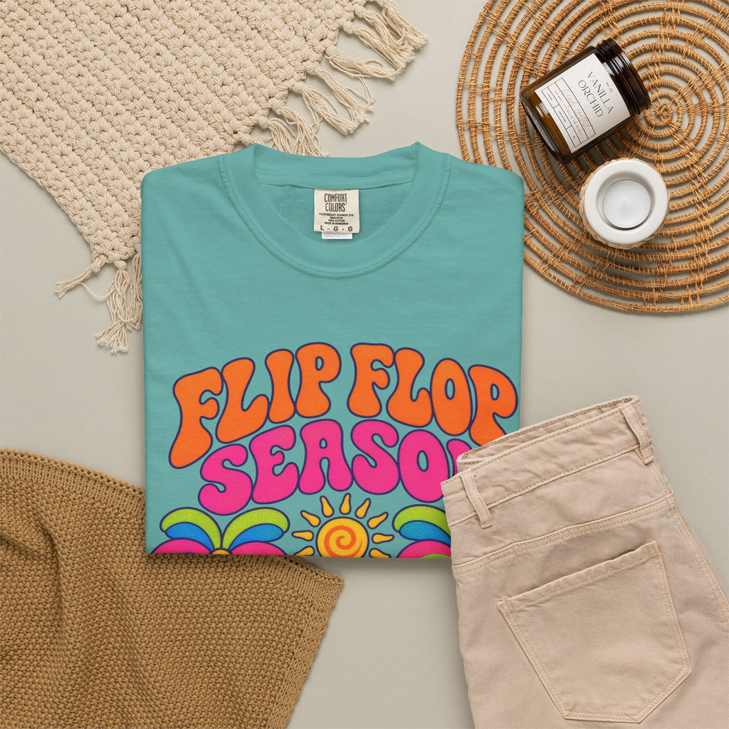 Flip Flop Season Tee | Summer Beach Shirt | Colorful Sandals T-Shirt | Comfort Colors