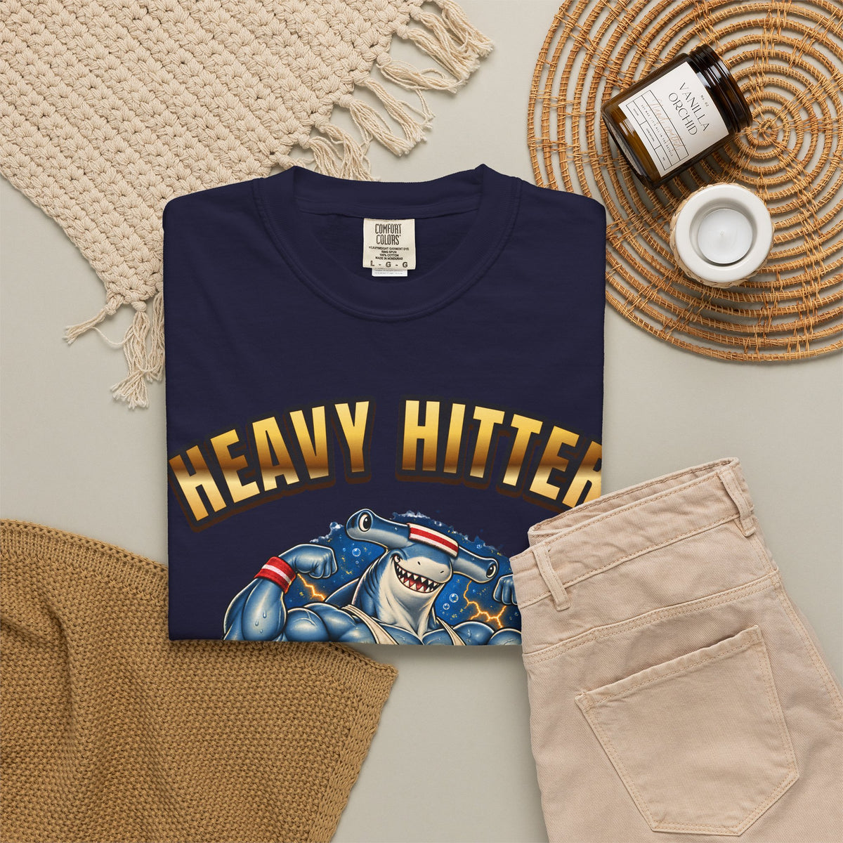 Hammerhead Gym Shirt | Heavy Hitter Shark Bootleg Tee | Comfort Colors T-Shirt