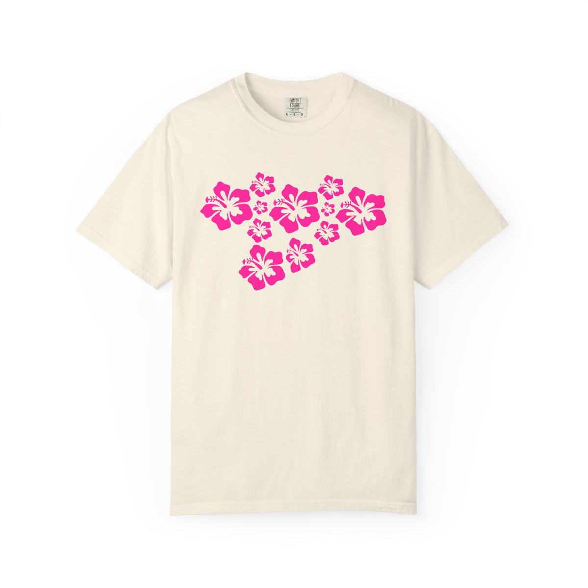Hibiscus Flowers Tee | Pink Hibiscus Cluster Shirt | Tropical Island Flower T-Shirt | Comfort Colors