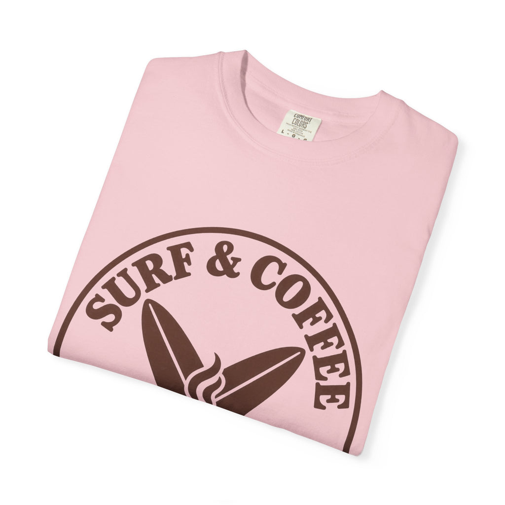 Surf And Coffee Club Shirt | Coffee Lover Surfboard Tee | Comfort Colors T-Shirt