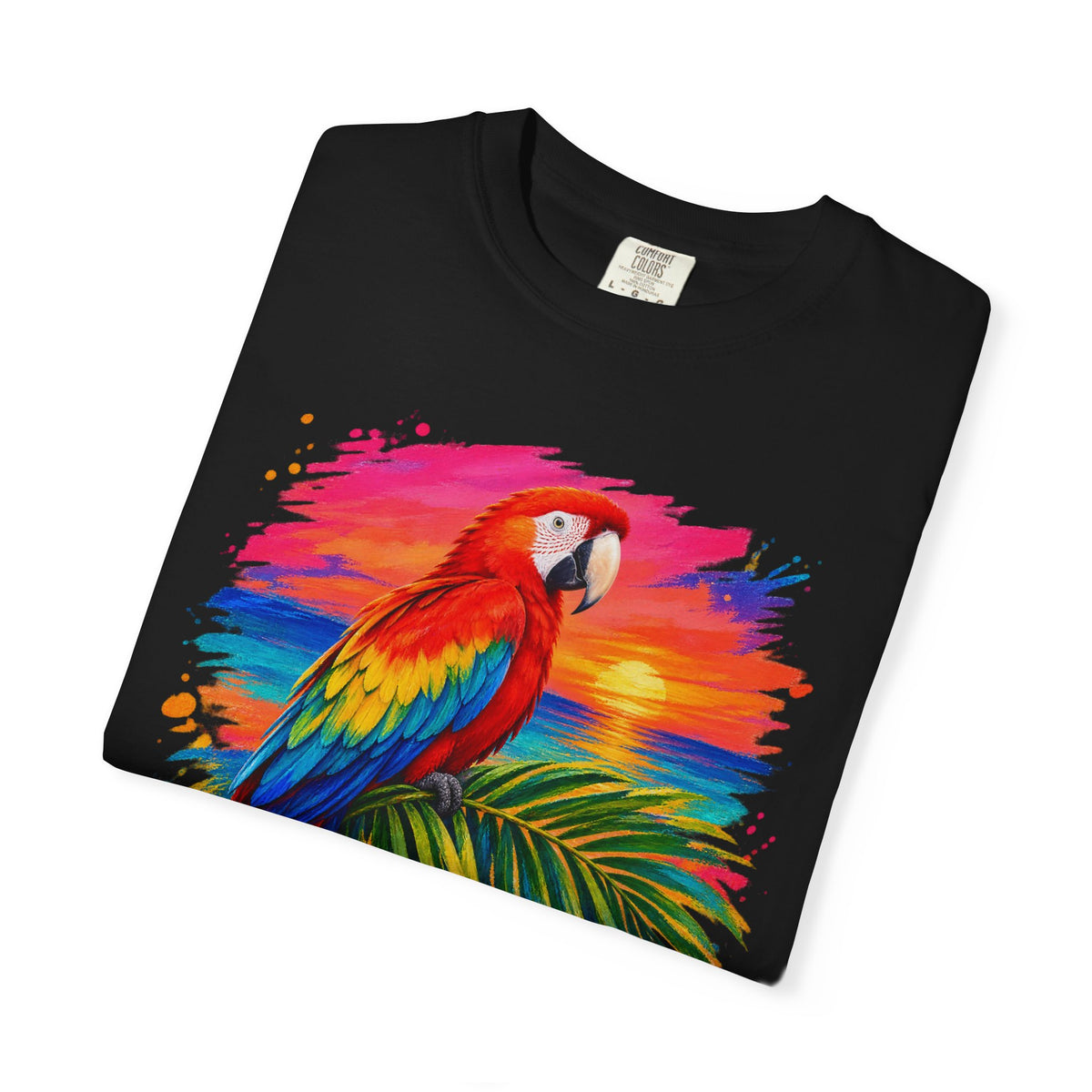 Macaw Parrot Sunset Shirt | Tropical Bird Hibiscus Tee | Comfort Colors T-Shirt