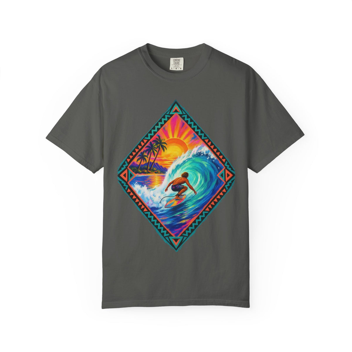 Tribal Barrel Wave Surf Shirt | Polynesian Surfer Tee | Comfort Colors T-Shirt