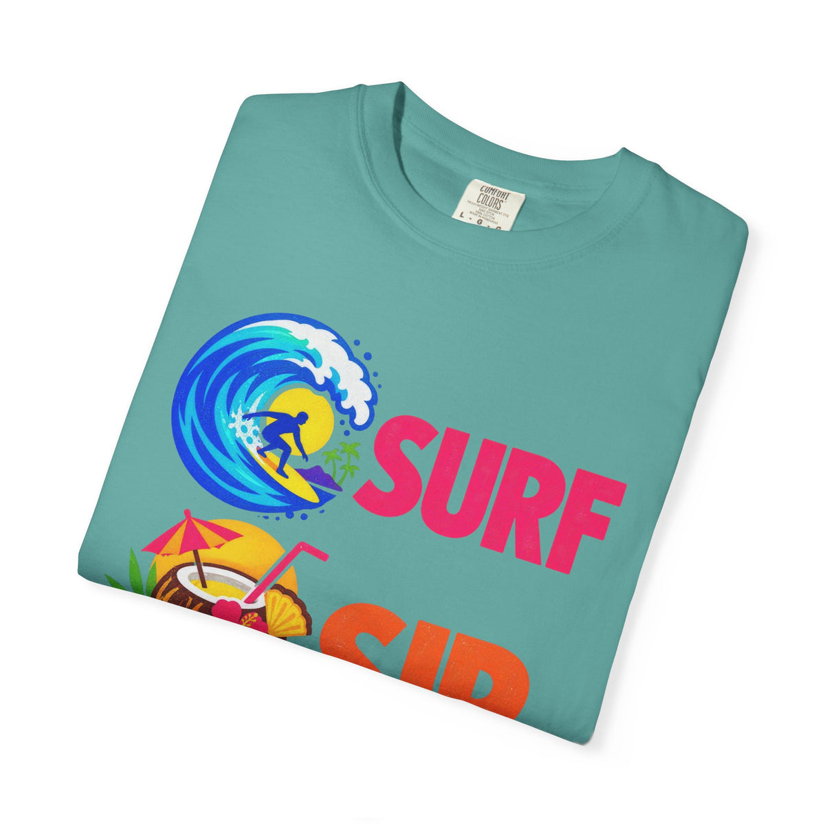 Surf Sip Repeat Tee | Surf & Cocktail Shirt | Funny Beach T-Shirt | Comfort Colors