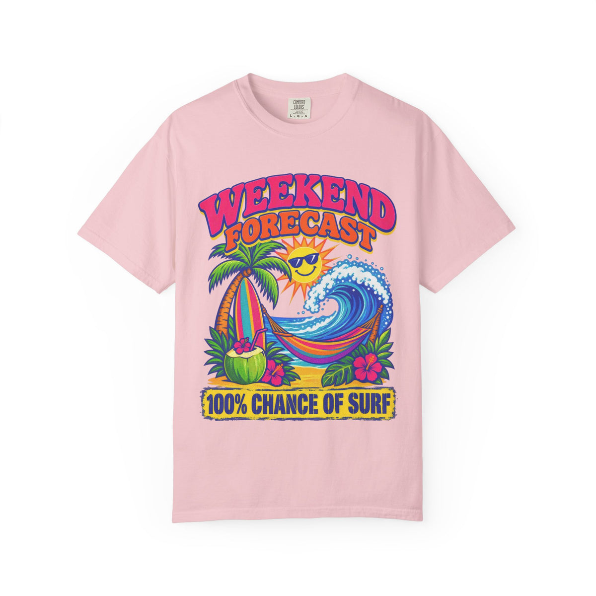 Weekend Forecast Surf Tee | Funny Weather Shirt | Beach Weekend T-Shirt | Comfort Colors