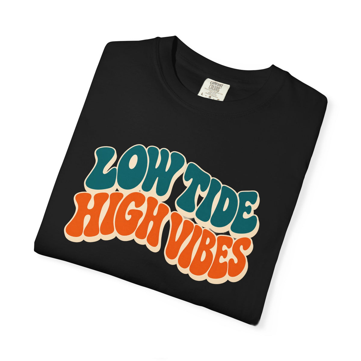 Low Tide High Vibes Tee | Retro Wavy Beach T-Shirt | Good Vibes Summer Shirt | Comfort Colors Gift