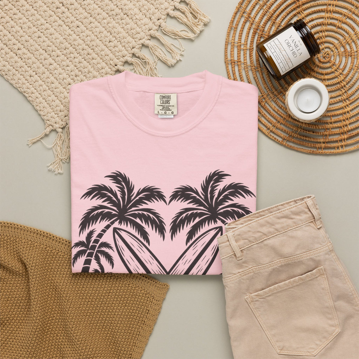 Tropic Tides Surf Shirt | Woodcut Crossed Boards Tee | Comfort Colors T-Shirt