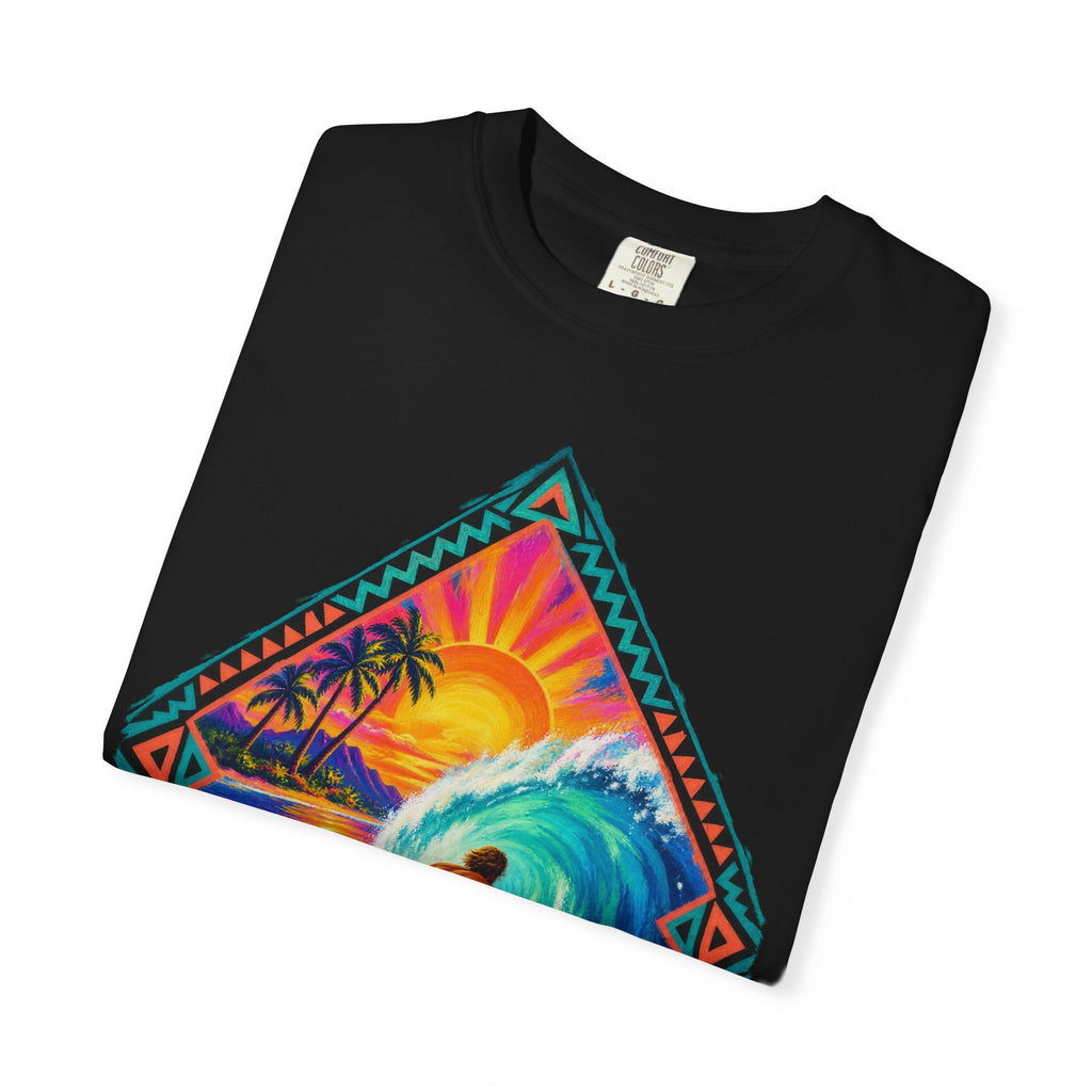 Tribal Barrel Wave Surf Shirt | Polynesian Surfer Tee | Comfort Colors T-Shirt