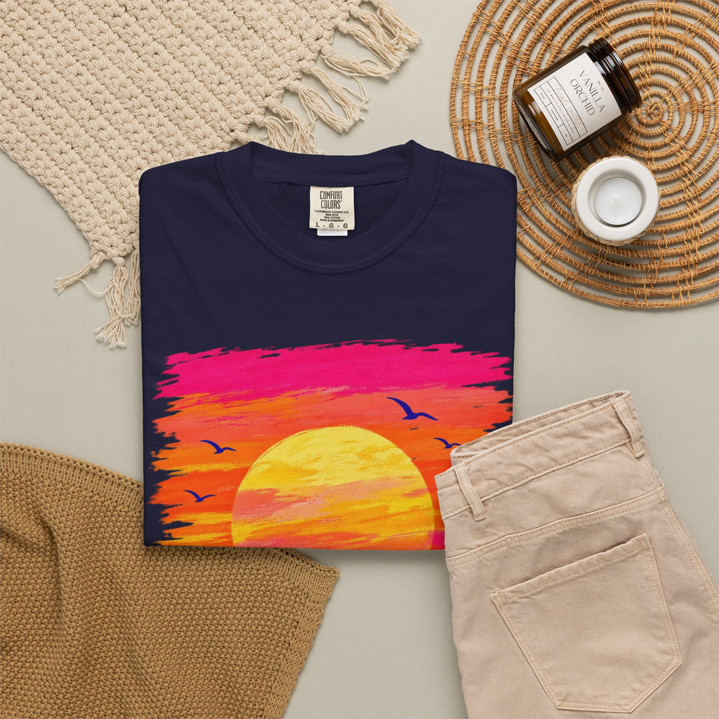 Grunge Sunset Surfer Shirt | Retro Stripe Surf Tee | Comfort Colors T-Shirt