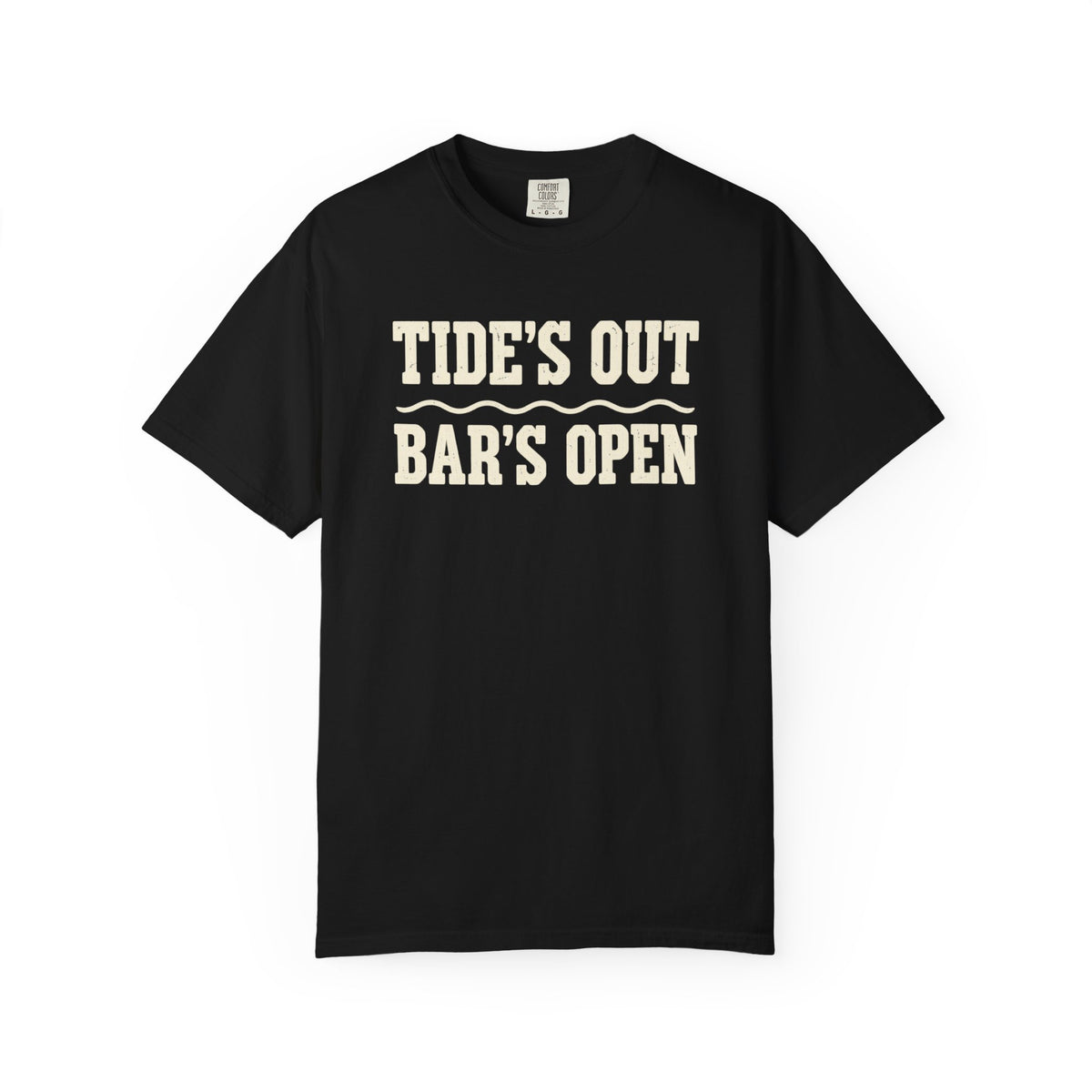 Tide's Out Bar's Open Tee | Funny Beach Bar Shirt | Drinking Vacation T-Shirt | Comfort Colors Island Tee
