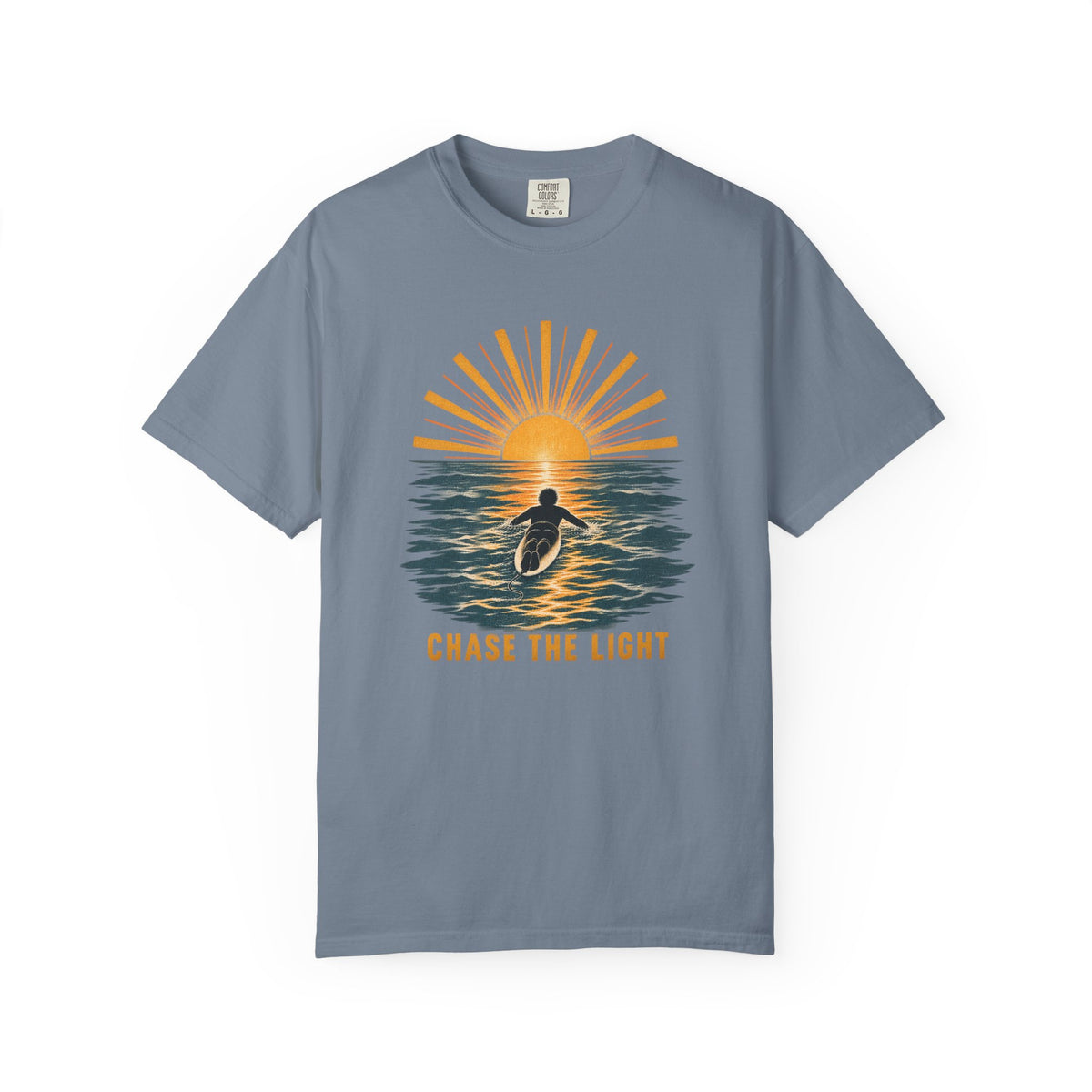 Chase The Light Tee | Sunset Paddle Out Surfer Shirt | Inspirational Surf T-Shirt | Comfort Colors Gift