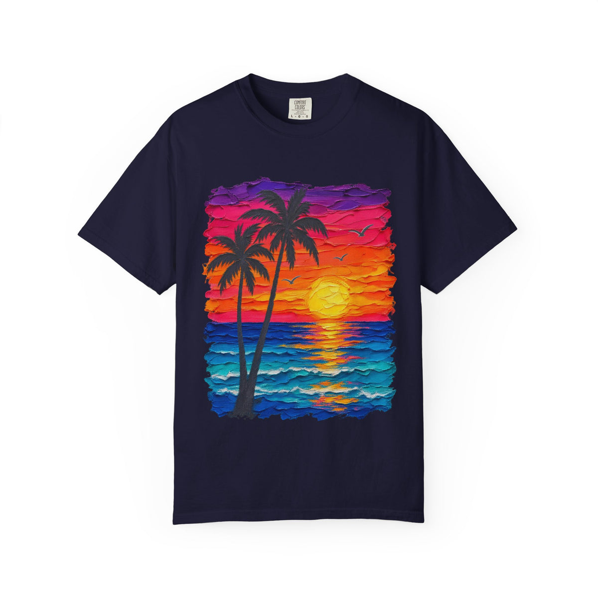 Palm Tree Sunset Shirt | Impasto Painted Beach Tee | Comfort Colors T-Shirt