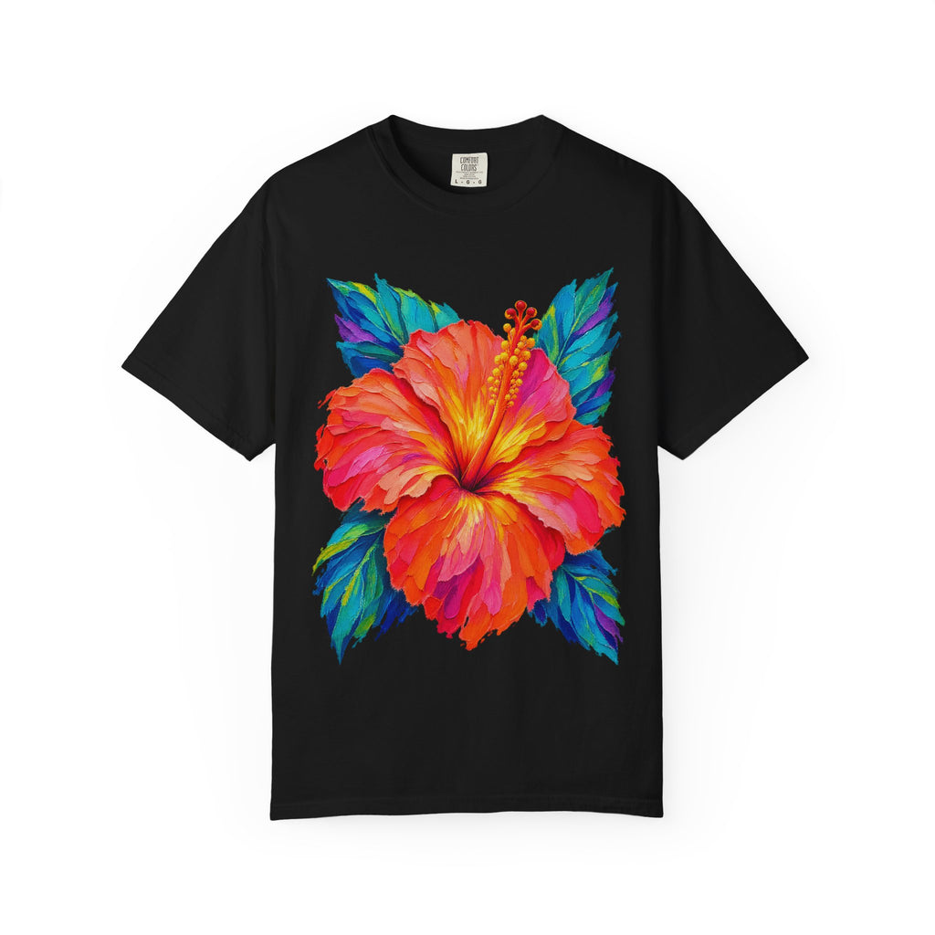 Painted Hibiscus Sunrise Shirt | Tropical Flower Tee | Comfort Colors T-Shirt