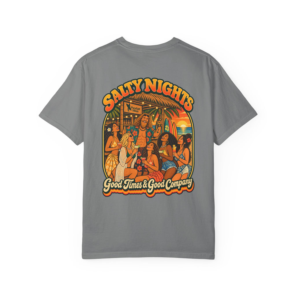Salty Nights T-Shirt — "Good Times & Good Company" Beach Sunset Graphic Tee