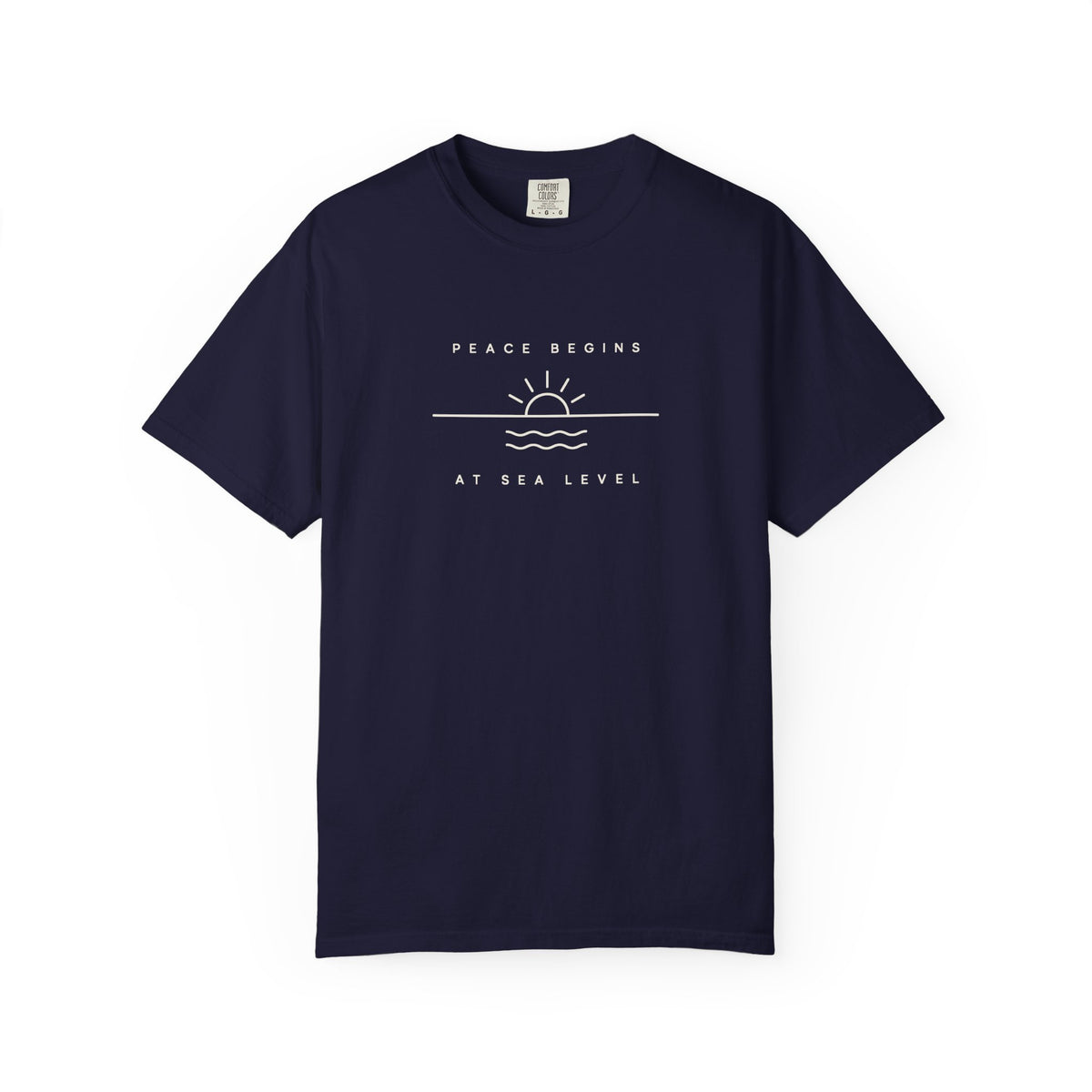 Peace Begins At Sea Level Tee | Minimal Horizon Shirt | Inspirational Ocean T-Shirt | Comfort Colors