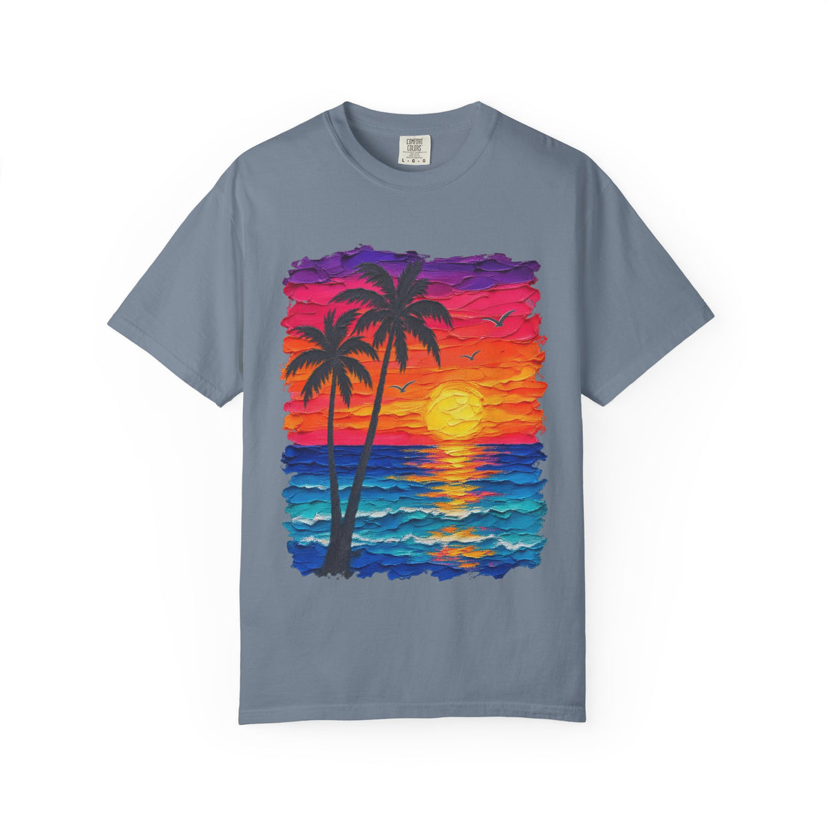 Palm Tree Sunset Shirt | Impasto Painted Beach Tee | Comfort Colors T-Shirt