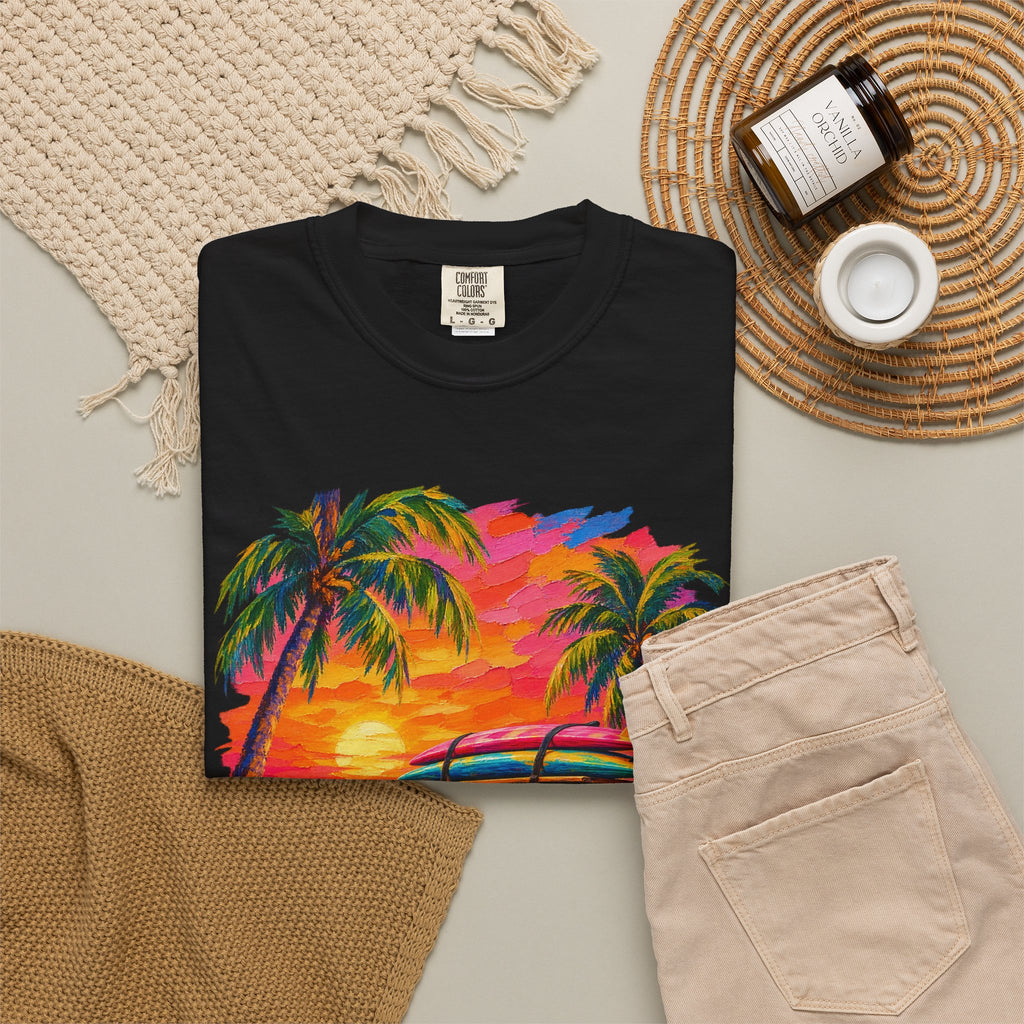 Surf Van Sunset Shirt | Retro Camper Van Beach Tee | Comfort Colors T-Shirt
