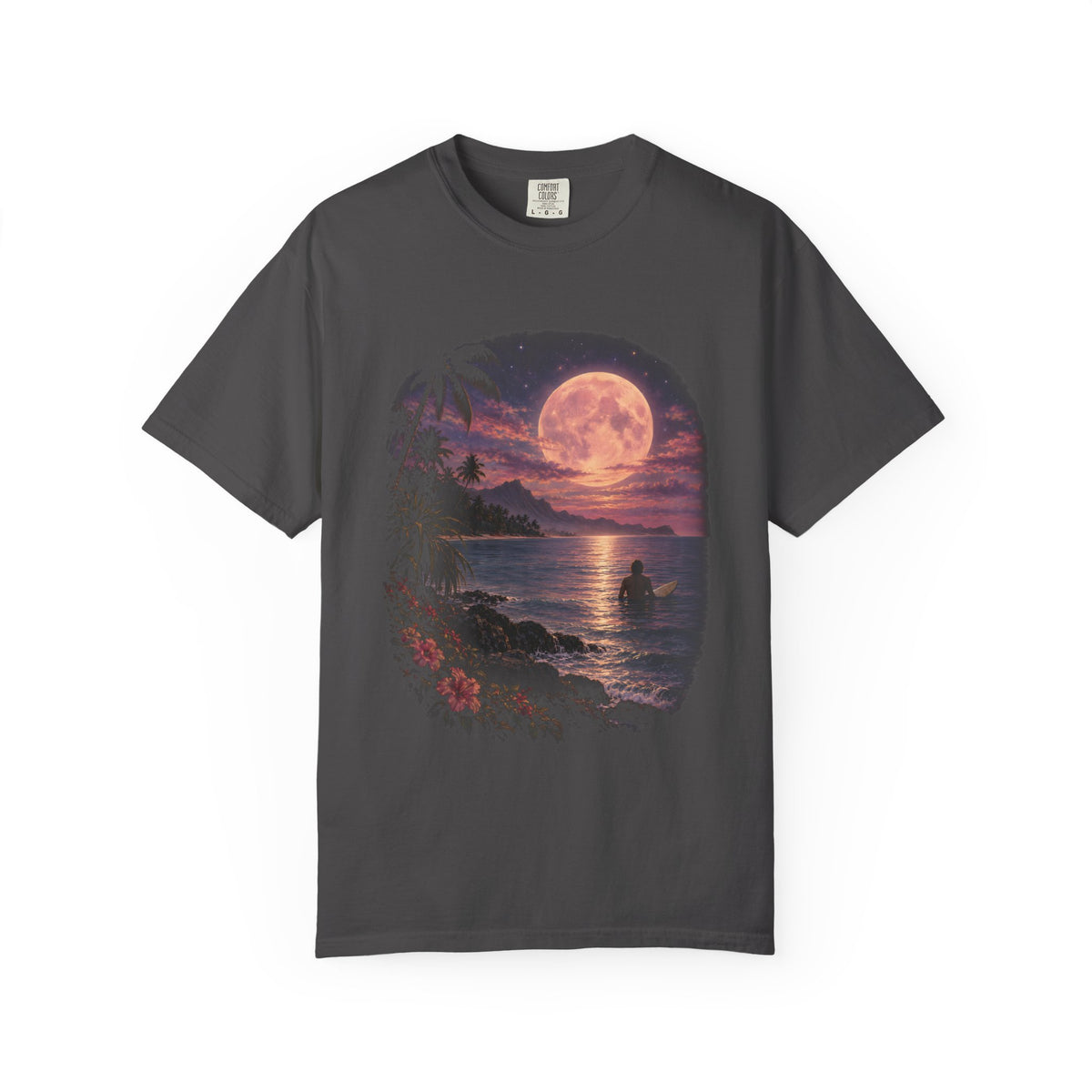 Pink Moon Paddle Shirt | Vintage Moonlight Surfer Tee | Comfort Colors T-Shirt