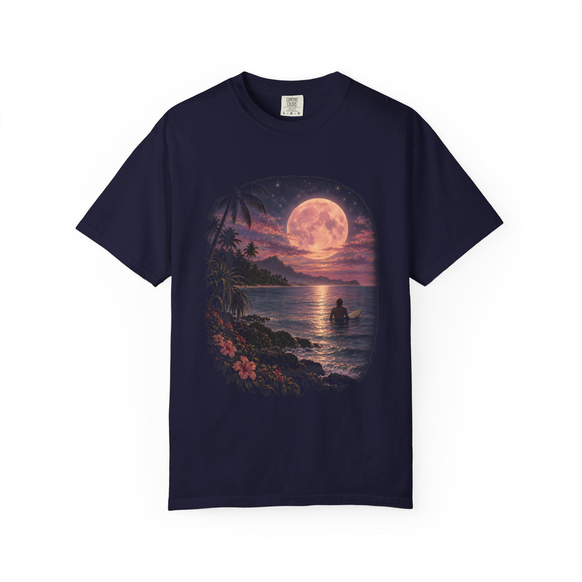 Pink Moon Paddle Shirt | Vintage Moonlight Surfer Tee | Comfort Colors T-Shirt