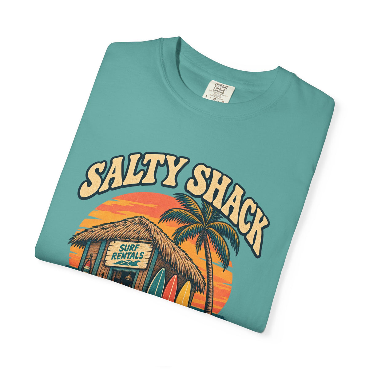 Salty Shack Surf Rentals Tee | Vintage Beach Hut Surf Shirt | Retro Surf Shop T-Shirt | Comfort Colors