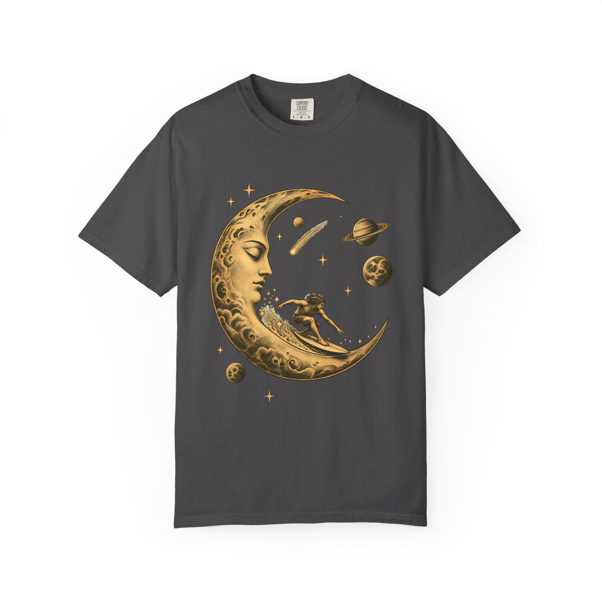 Moon Rider Surfer Shirt | Celestial Moon Surf Tee | Comfort Colors T-Shirt