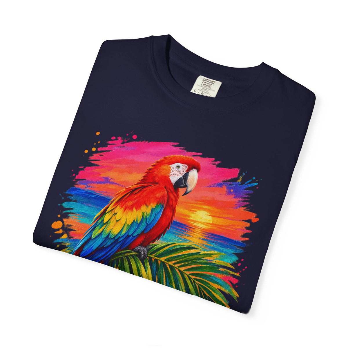 Macaw Parrot Sunset Shirt | Tropical Bird Hibiscus Tee | Comfort Colors T-Shirt