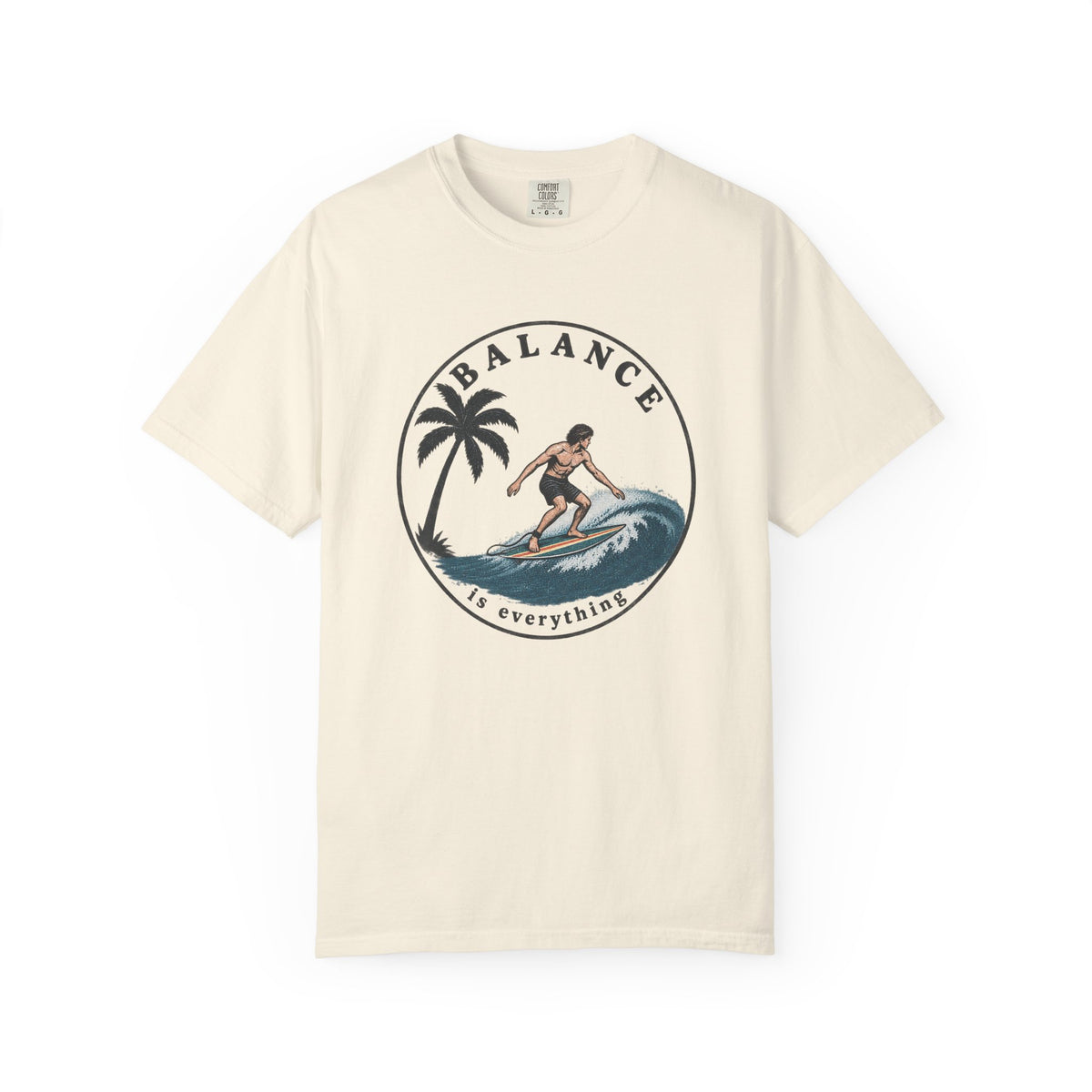 Balance Is Everything Tee | Vintage Surfer Badge Shirt | Inspirational Surf T-Shirt | Comfort Colors Gift