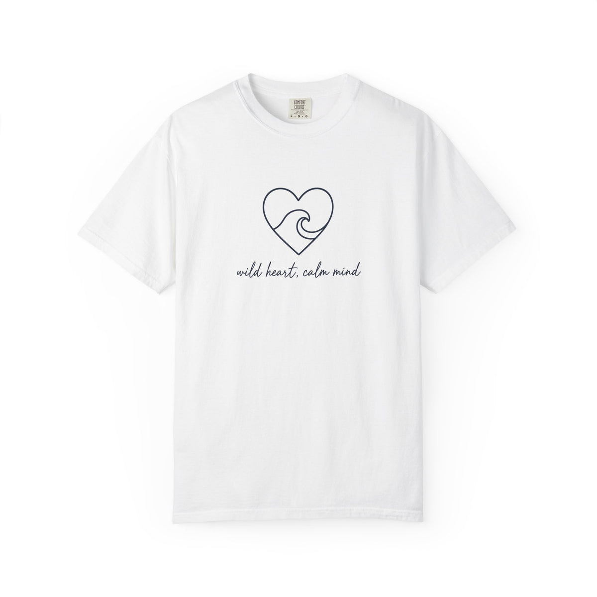 Wild Heart, Calm Mind Tee | Minimal Wave Heart Shirt | Inspirational Ocean T-Shirt | Comfort Colors
