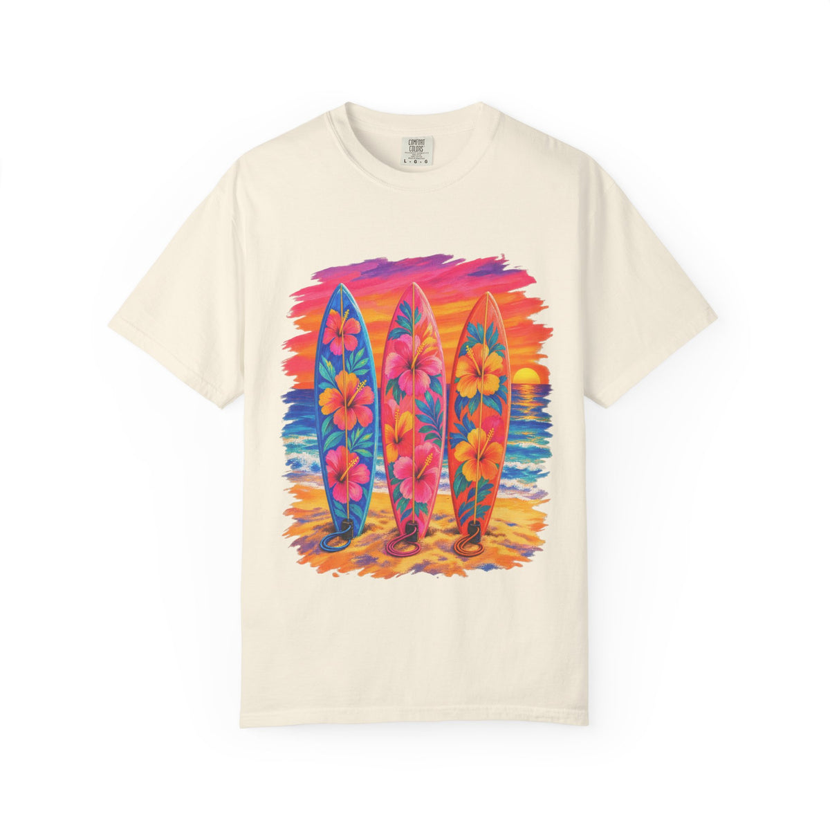 Floral Surfboards Shirt | Surfboard Quiver Sunset Tee | Comfort Colors T-Shirt