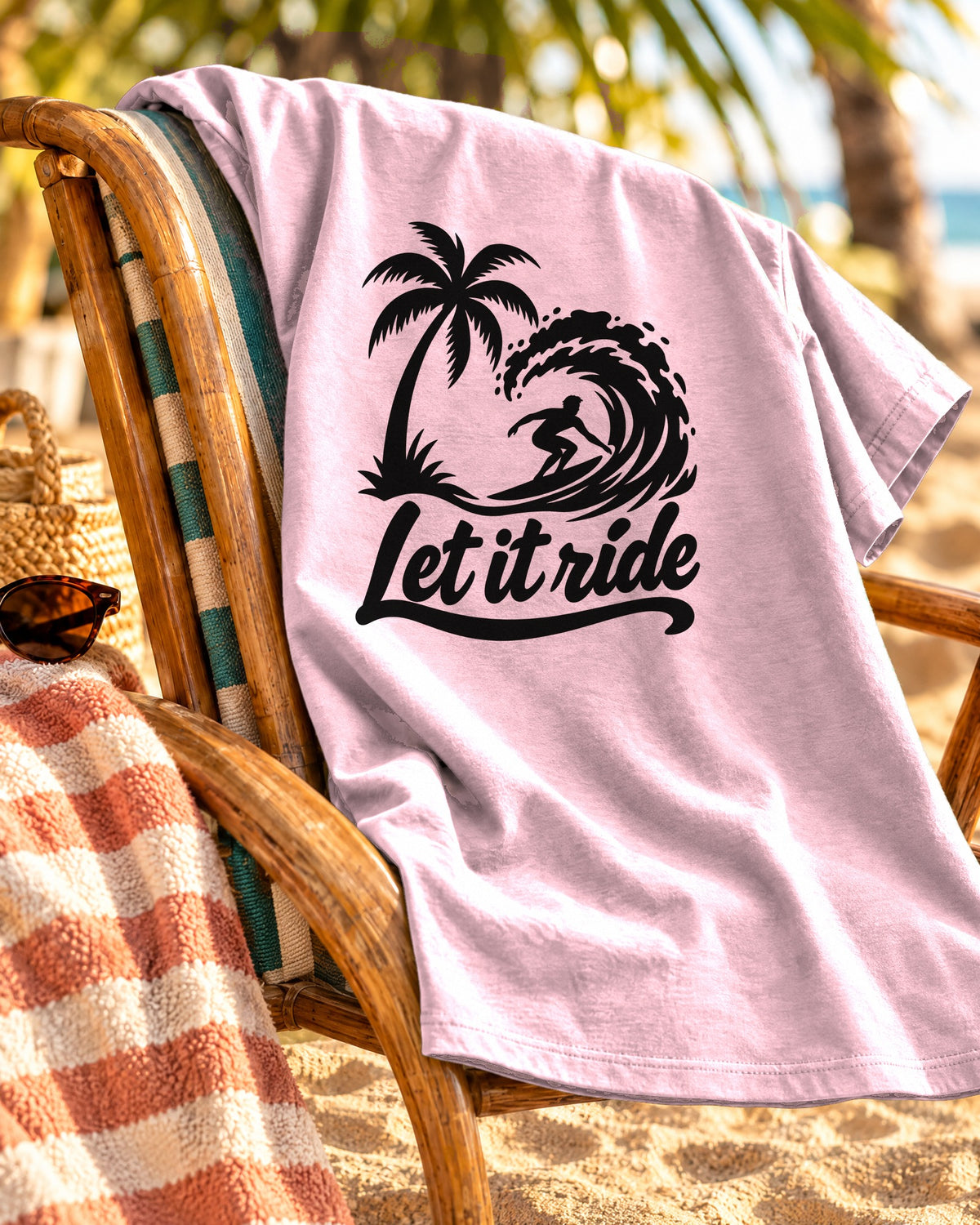 Let It Ride Surf Shirt | Surfer Wave Script Tee | Comfort Colors T-Shirt