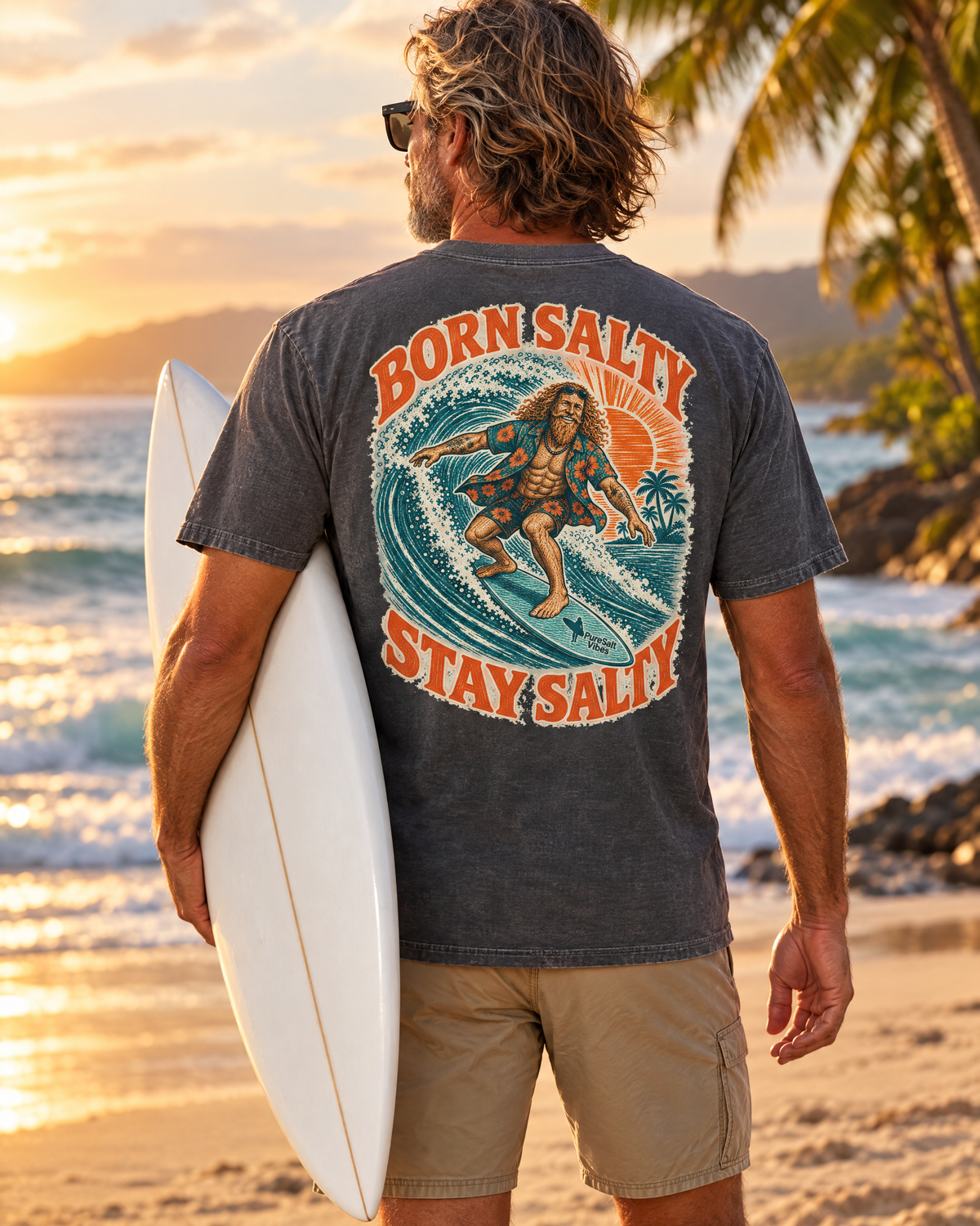 Born Salty Surf T-Shirt — "Born Salty Stay Salty" Vintage Surf Tee