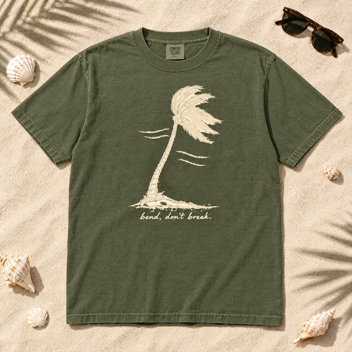 T-Shirt — Palm Tree "Bend Don’t Break" Graphic