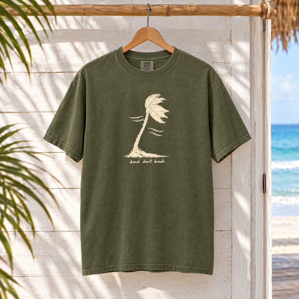 T-Shirt — Palm Tree "Bend Don’t Break" Graphic