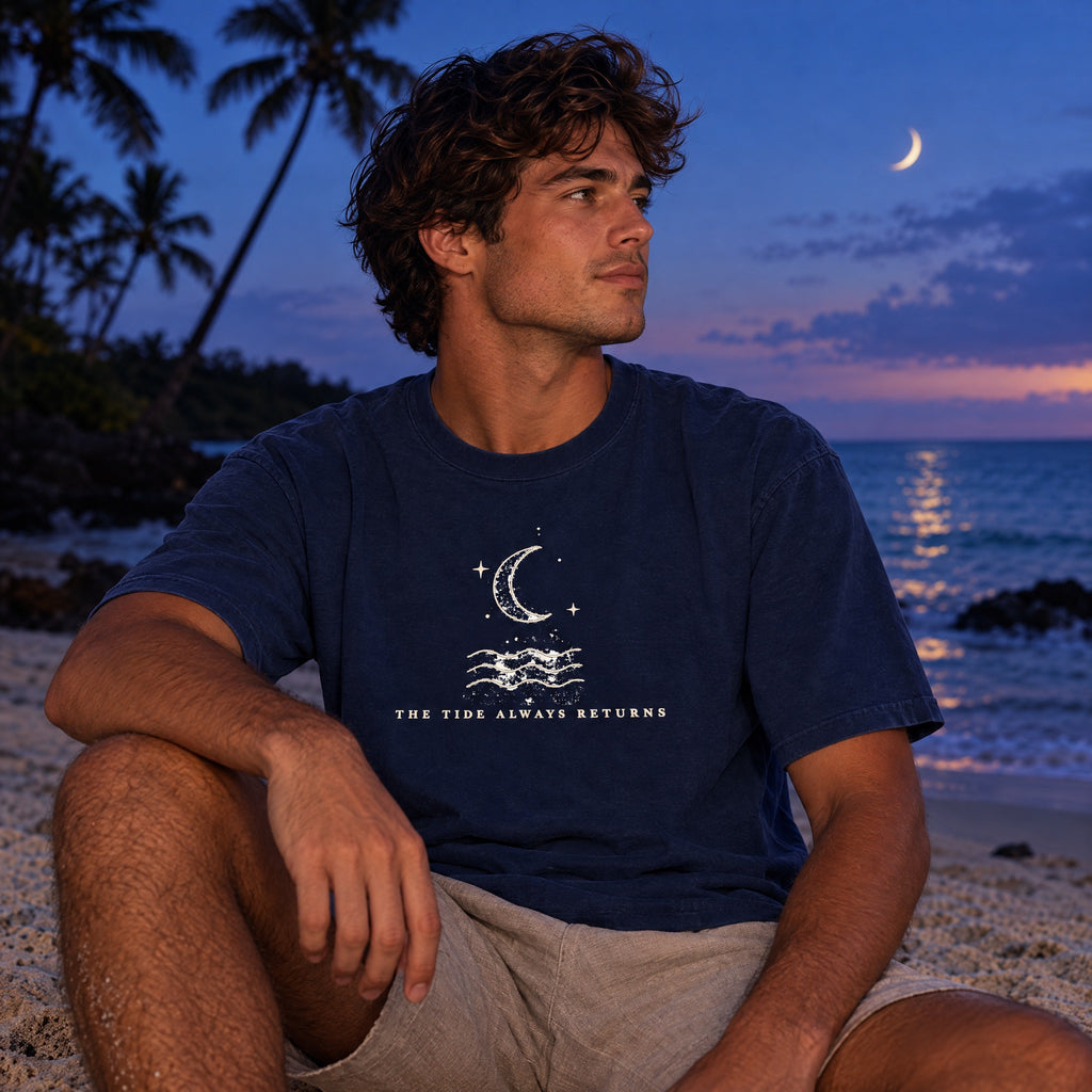 Moon Tide Graphic T‑Shirt — "The Tide Always Returns"