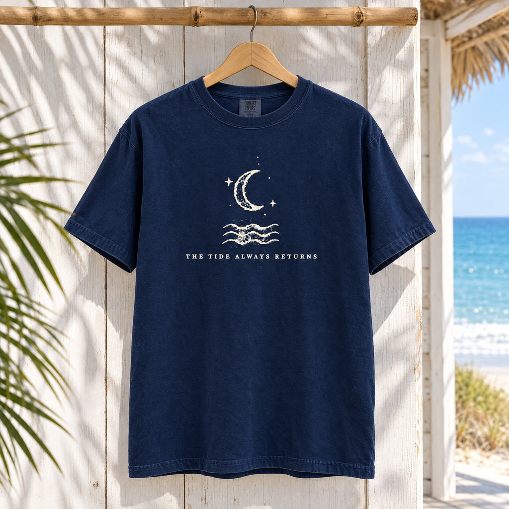 Moon Tide Graphic T‑Shirt — "The Tide Always Returns"