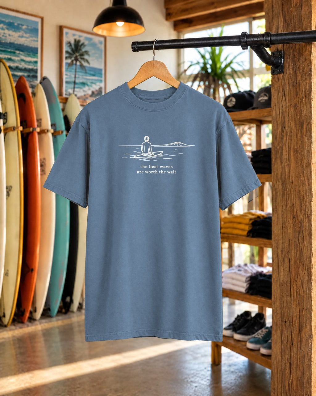 The Best Waves Are Worth The Wait Tee | Minimal Surf Patience Shirt | Inspirational Ocean T-Shirt | Comfort Colors