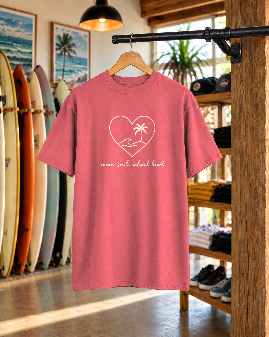 Ocean Soul, Island Heart Tee | Minimal Island Heart Shirt | Inspirational Ocean T-Shirt | Comfort Colors