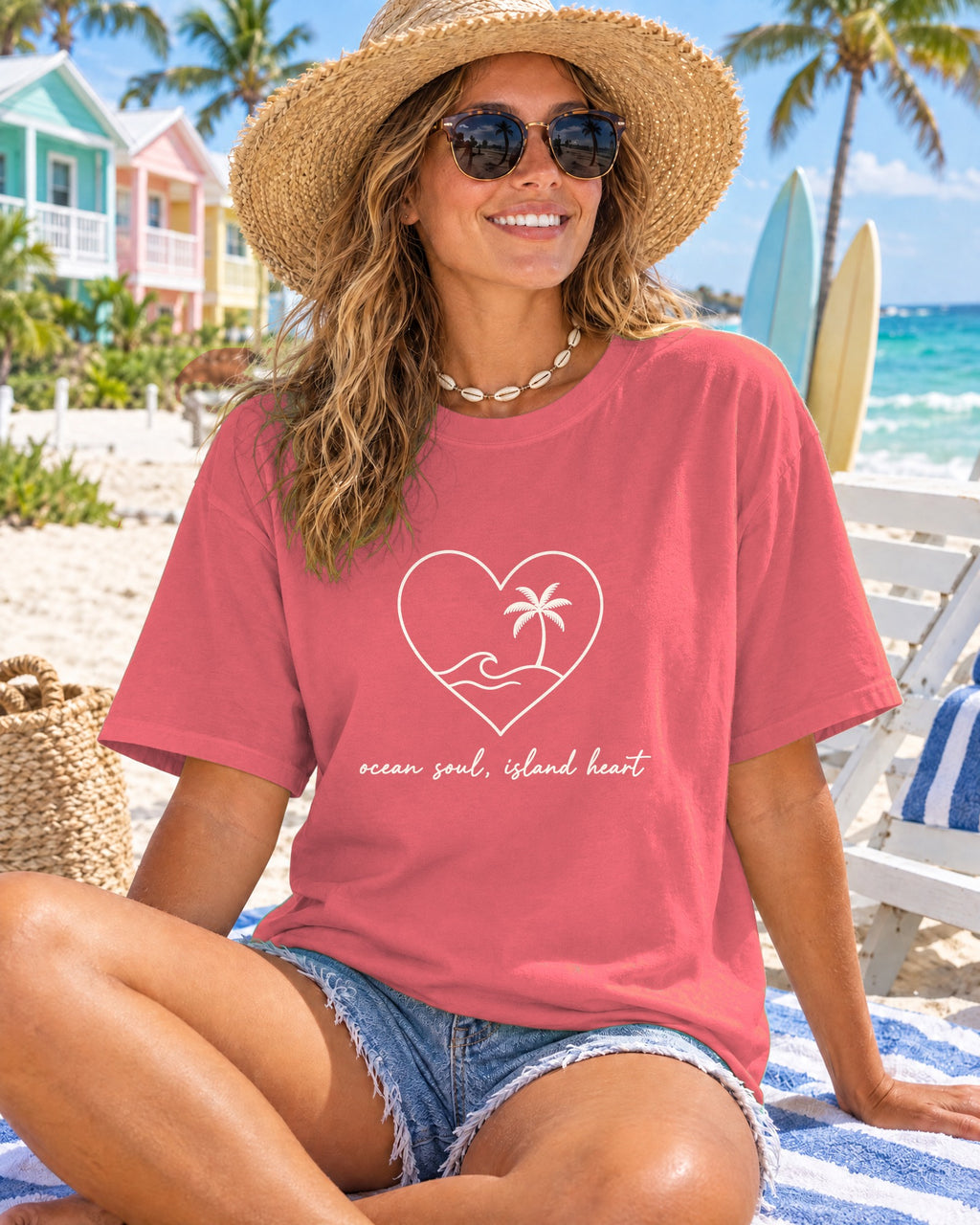 Ocean Soul, Island Heart Tee | Minimal Island Heart Shirt | Inspirational Ocean T-Shirt | Comfort Colors