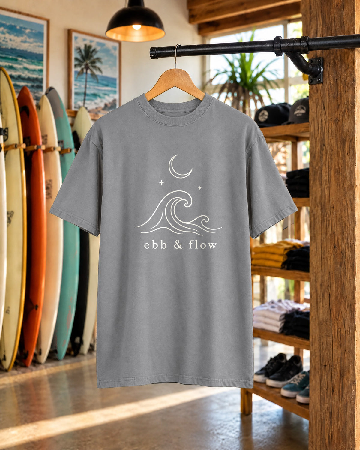 Ebb & Flow Tee | Minimal Moon Wave Shirt | Inspirational Ocean T-Shirt | Comfort Colors