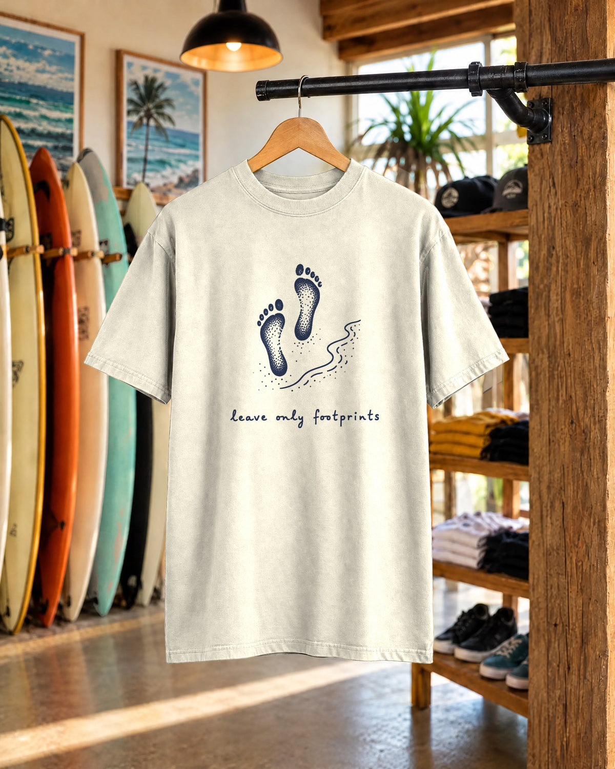 Leave Only Footprints Tee | Eco Beach Shirt | Inspirational Ocean T-Shirt | Comfort Colors