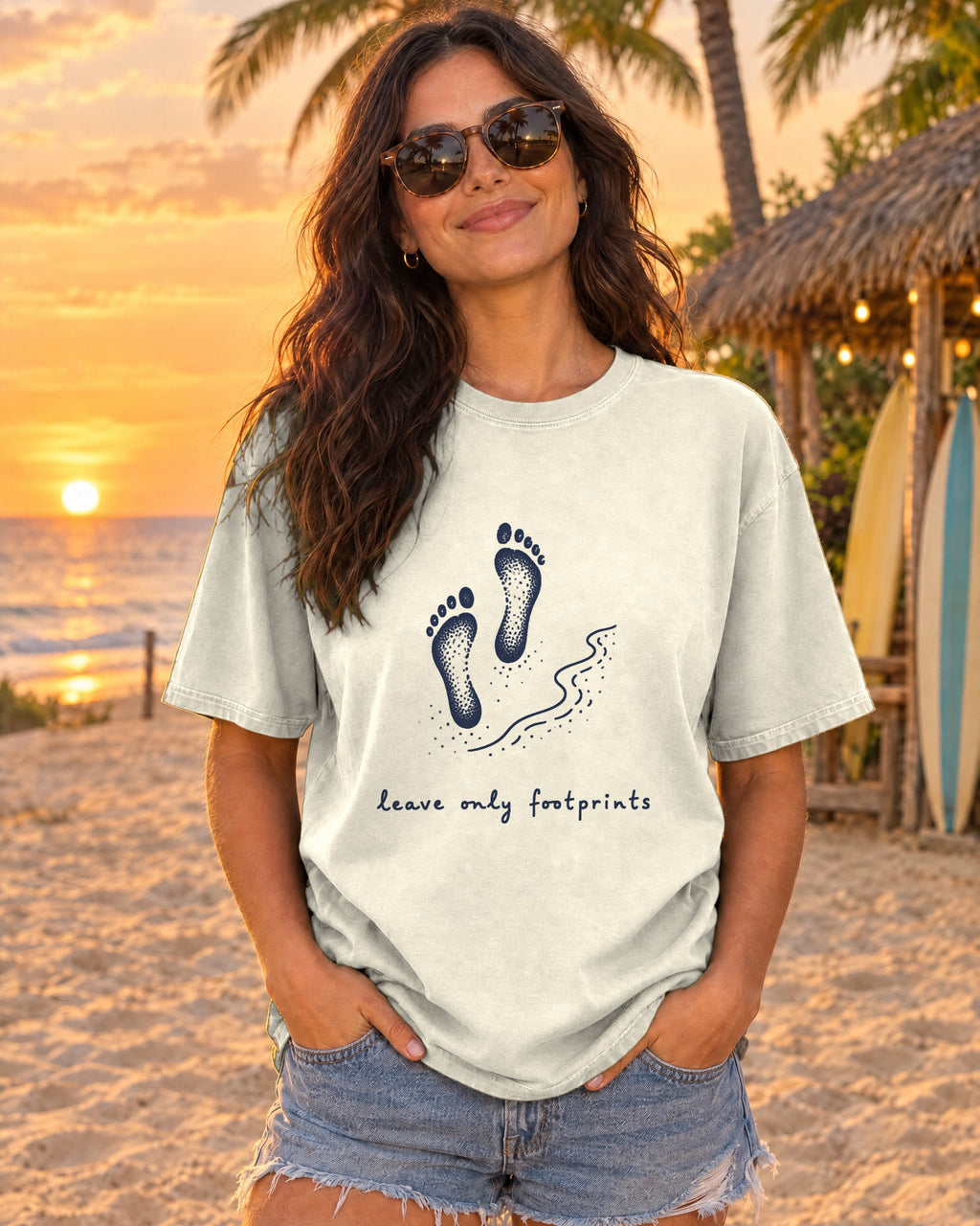 Leave Only Footprints Tee | Eco Beach Shirt | Inspirational Ocean T-Shirt | Comfort Colors