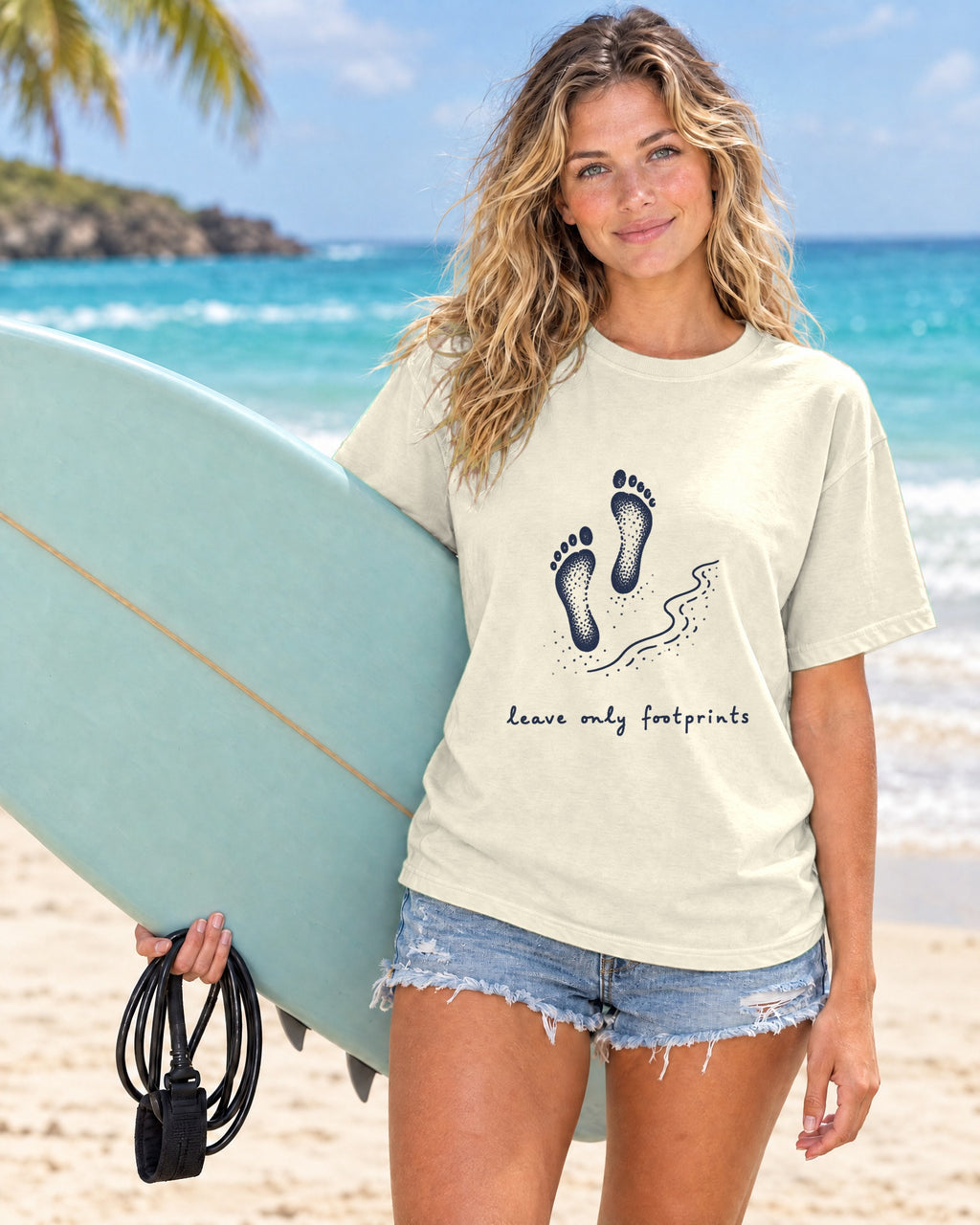 Leave Only Footprints Tee | Eco Beach Shirt | Inspirational Ocean T-Shirt | Comfort Colors