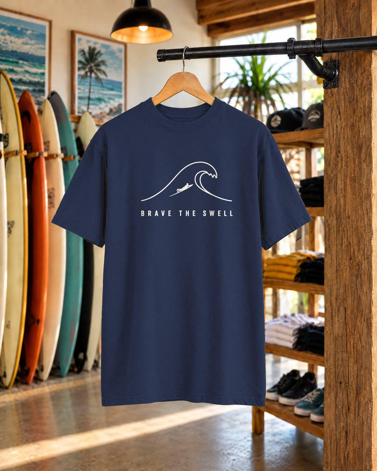 Brave The Swell Tee | Minimal Wave Shirt | Inspirational Ocean T-Shirt | Comfort Colors
