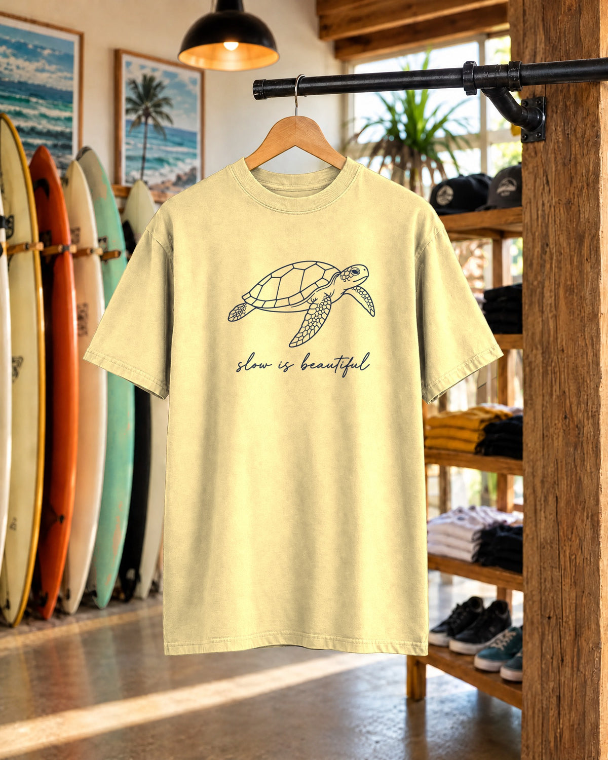 Slow Is Beautiful Tee | Minimal Sea Turtle Shirt | Inspirational Ocean T-Shirt | Comfort Colors