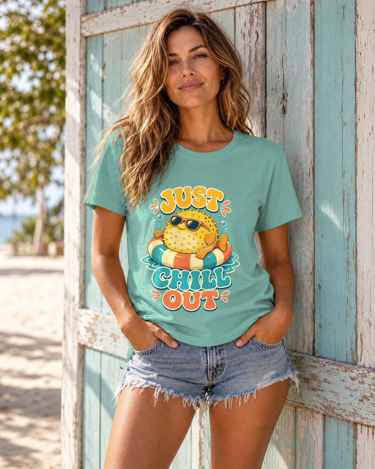 Just Chill Out Tee | Funny Pufferfish Shirt | Retro Beach T-Shirt | Comfort Colors Gift