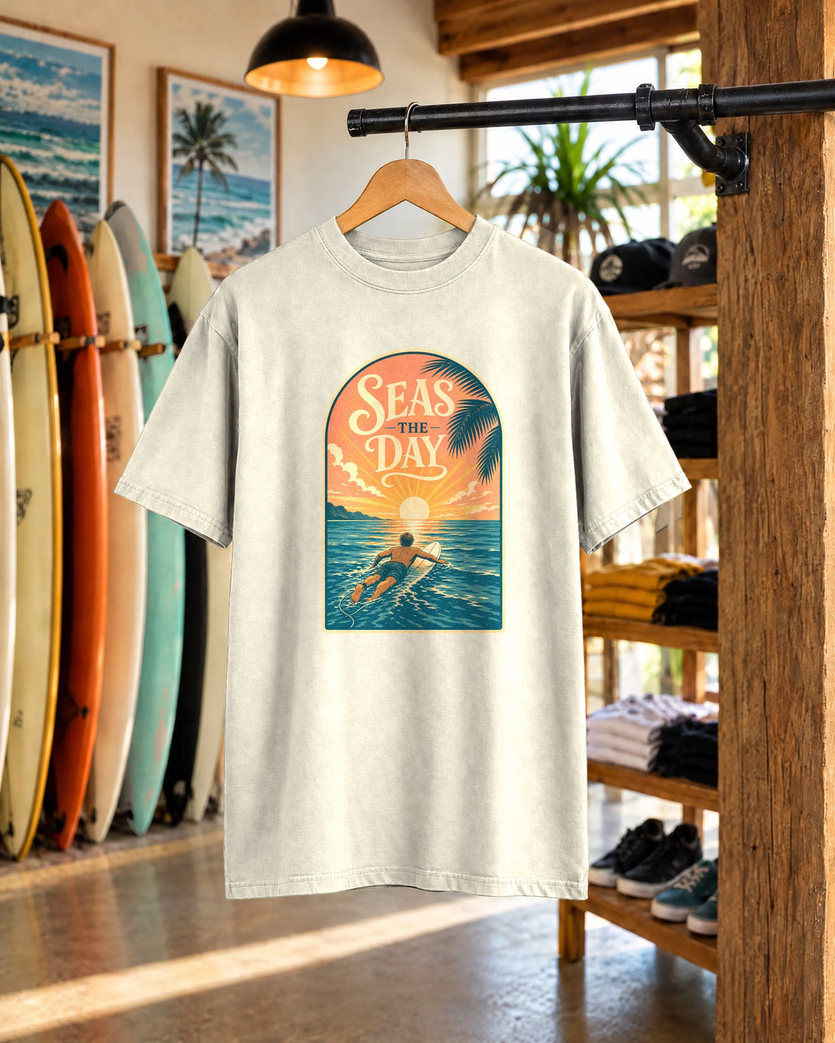 Seas The Day Tee | Vintage Ocean Shirt | Retro Beach T-Shirt | Comfort Colors Gift