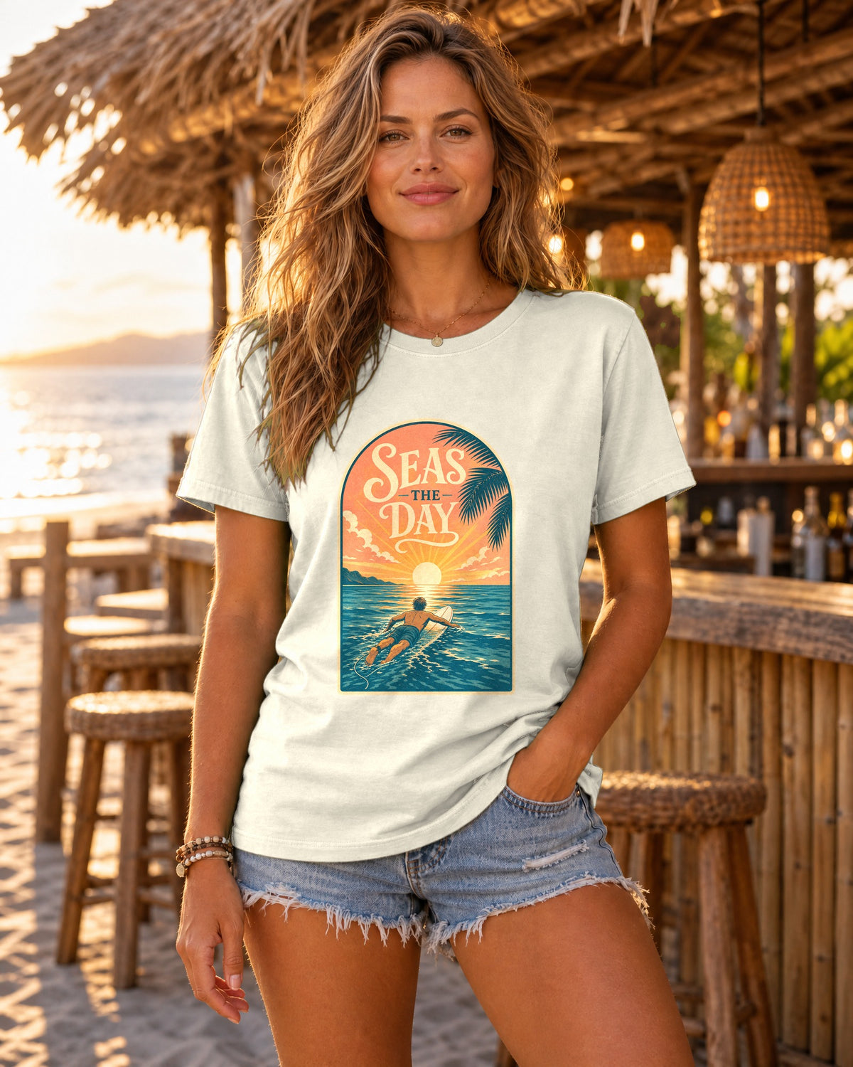 Seas The Day Tee | Vintage Ocean Shirt | Retro Beach T-Shirt | Comfort Colors Gift